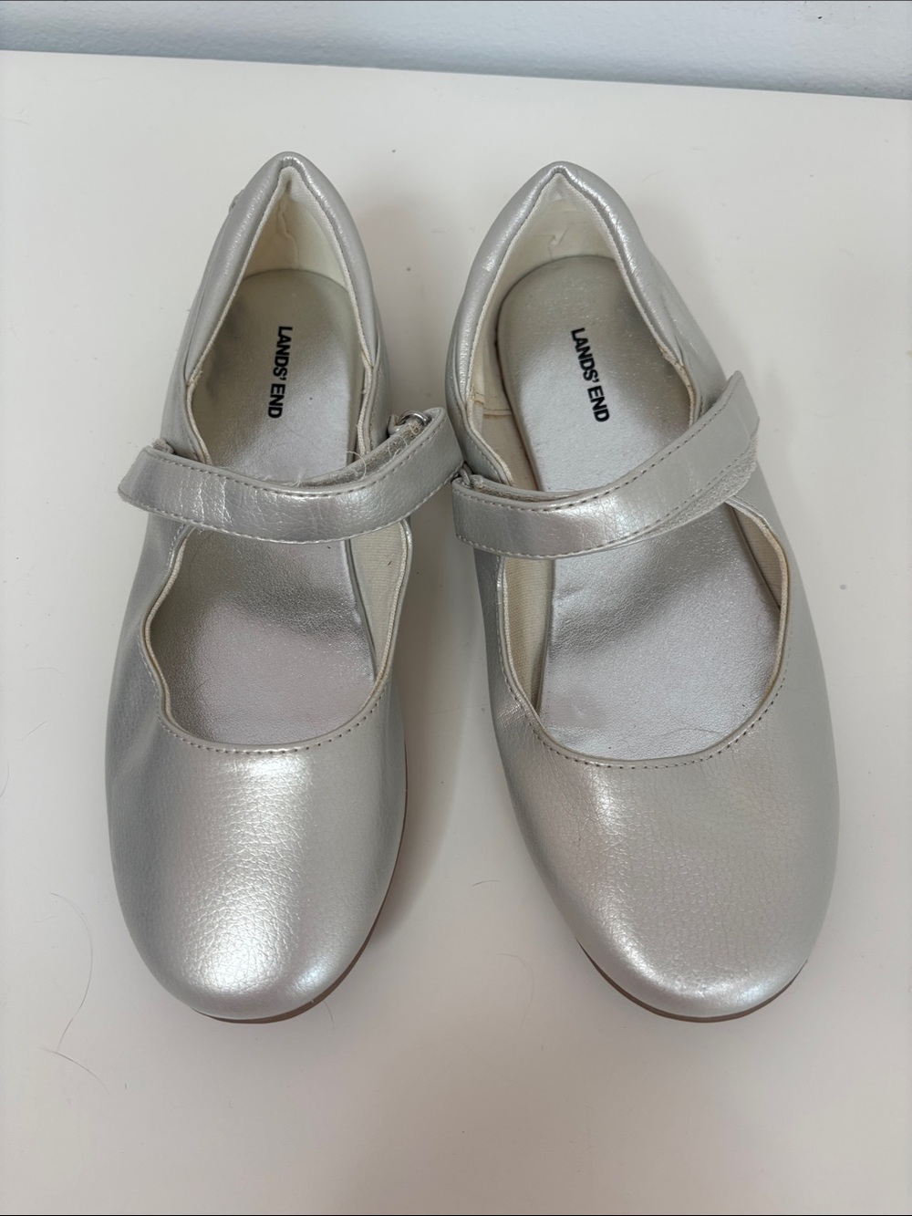 Lands' End Metallic Silver Mary Jane Flats for Kids